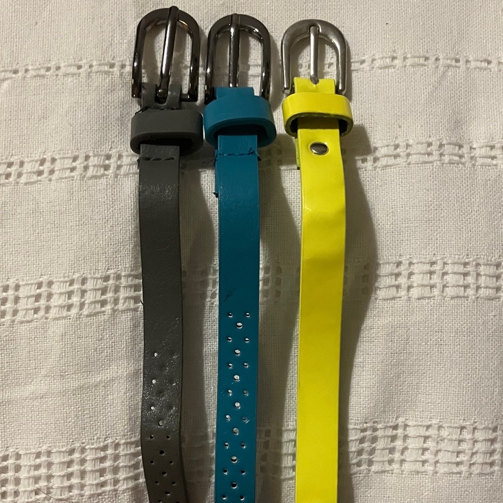 Set of Three Colorful Thin Belts size 38-42